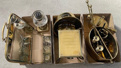 Lot 332 - Three boxes of assorted brass ware, to include...
