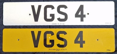 Lot 194 - A private number plate, ‘VGS 4’, held on DVLA...