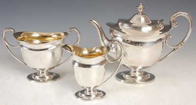 Lot 474 - An Edwardian silver three piece tea set,...