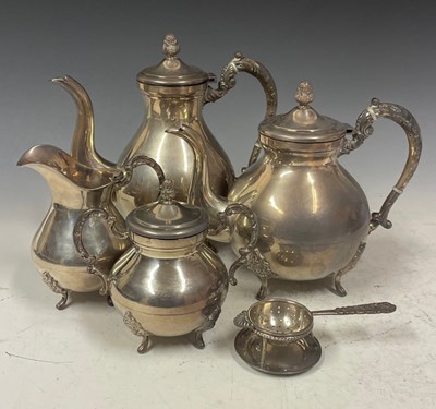 Lot 474A - A Columbian white metal five piece tea and...
