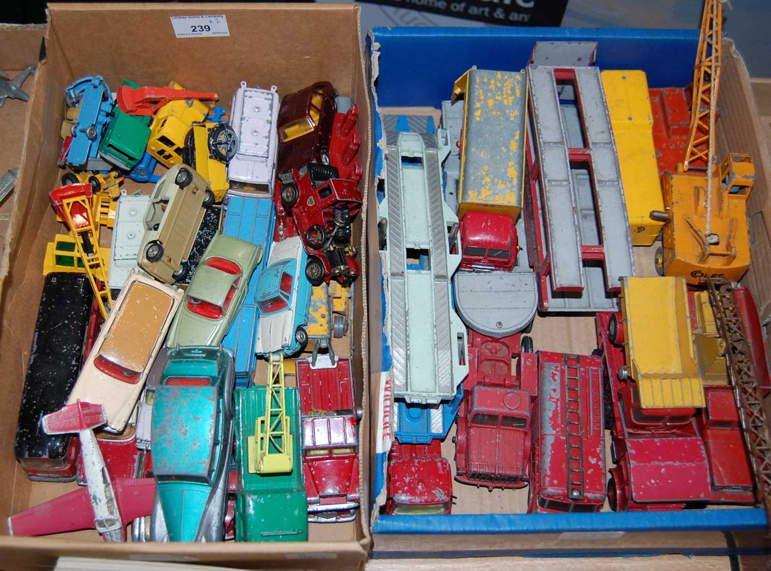 Lot 239 - Two boxes of various Dinky, Corgi, Tri-ang,...