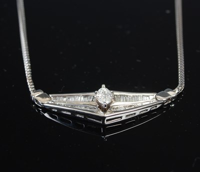 Lot 644A - A white metal and diamond set necklace, the...
