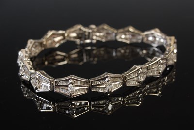 Lot 644B - A white metal and diamond set bracelet, set...