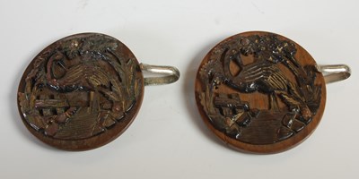 Lot 337 - Two circular Oriental wood and mother-of-pearl...