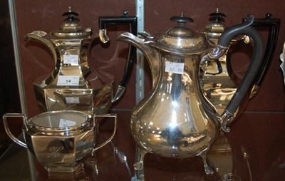 Lot 14 - A three piece electroplated coffee set,...