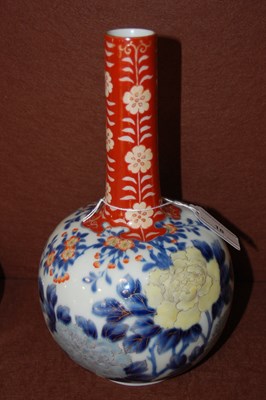 Lot 18 - A Japanese Imari porcelain bottle vase, late...
