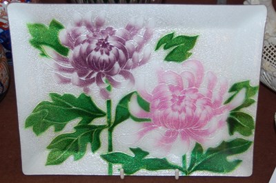 Lot 24 - A Japanese enamel rectangular shaped shallow...