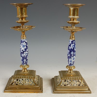 Lot 34 - A pair of late 19th/ early 20th century brass...