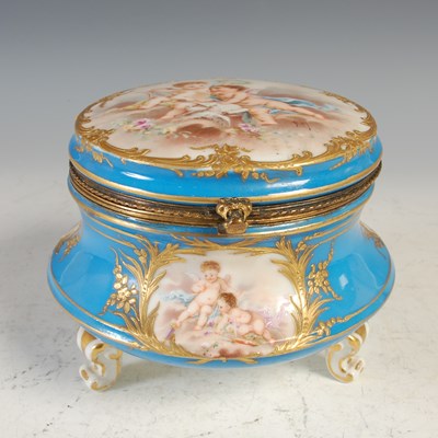 Lot 39 - A late 19th century Bleu celeste ground gilt...