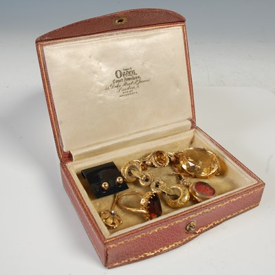 Lot 44 - A small pink leather covered jewellery box by...
