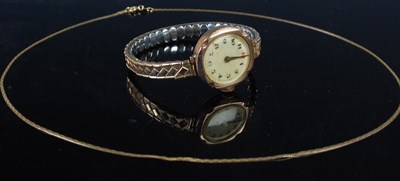 Lot 46 - A 9ct gold cased ladies wristwatch with Arabic...