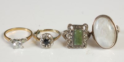 Lot 80 - Four assorted yellow and white metal dress rings.