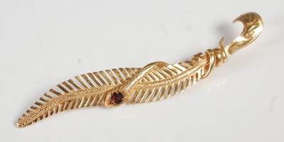 Lot 85 - A yellow metal leaf and serpent brooch, 64.3mm...