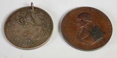 Lot 121 - A Turkish Crimea medal, 1855; and a bronze...