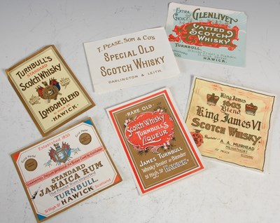 Lot 127 - A collection of five vintage whisky labels for...