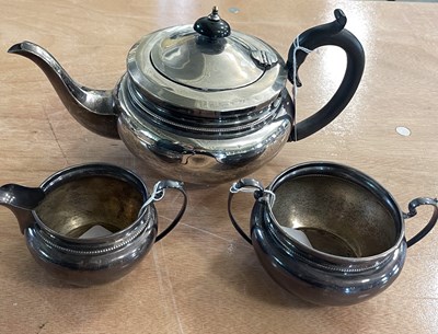 Lot 149B - A Birmingham silver three piece tea set, gross...