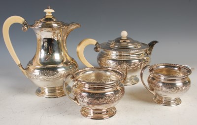 Lot 151 - A Sheffield silver four piece tea set,...