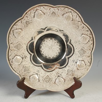 Lot 152 - An Eastern white metal footed low comport of...