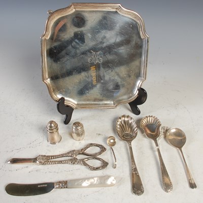 Lot 165 - A silver salver, London 1927, of shaped square...