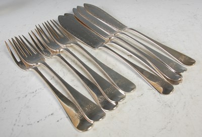 Lot 169 - A set of five Glasgow silver fish knives and...