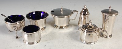 Lot 174 - A collection of seven assorted silver cruets,...