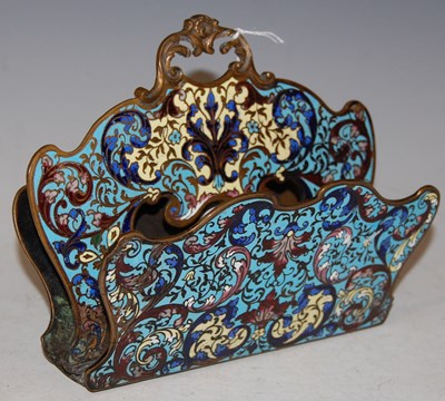 Lot 263 - A cloisonne letter holder, late 19th / early...