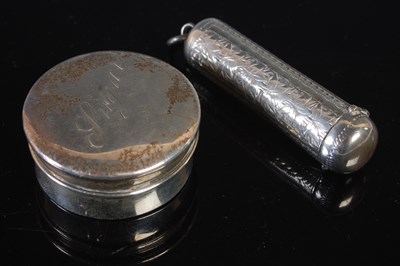 Lot 186 - A small Birmingham silver circular box and...