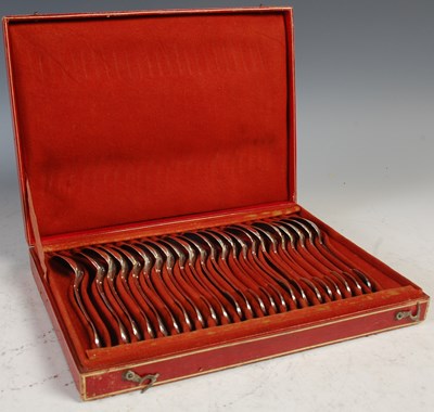 Lot 194 - A red and gilt leather case containing twenty...