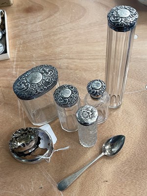 Lot 204A - Five assorted silver mounted toilet bottles; a...