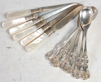 Lot 205 - A set of six Sheffield silver egg spoons, 3.8...