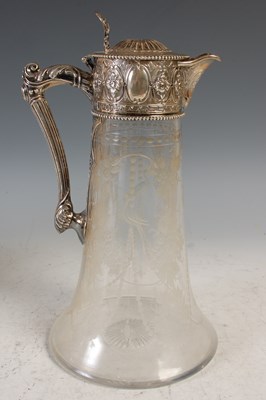 Lot 212 - A Victorian silver mounted glass claret jug,...