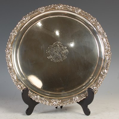Lot 220 - A George III silver salver, Sheffield 1814,...