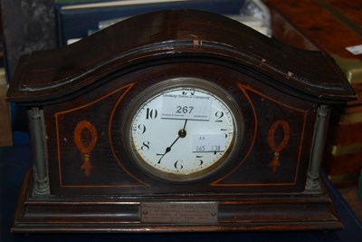 Lot 267 - An Edwardian mahogany mantel clock inlaid with...