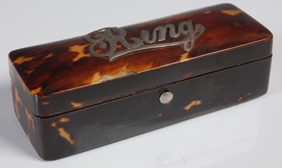Lot 240 - A silver mounted tortoiseshell ring box, of...