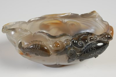 Lot 241 - A Chinese agate brush washer/ water pot,...