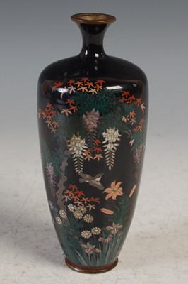 Lot 245 - A Japanese silver wirework cloisonne vase,...