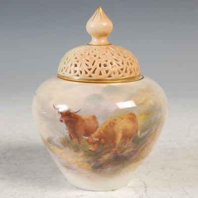 Lot 252 - A Royal Worcester pot pourri jar and cover,...