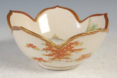 Lot 253 - A Japanese Satsuma pottery flower shaped bowl,...