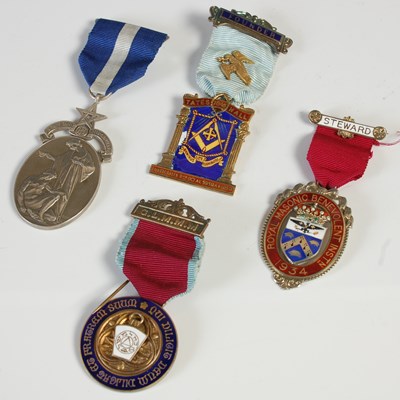 Lot 293 - Four assorted silver and silver gilt Masonic...