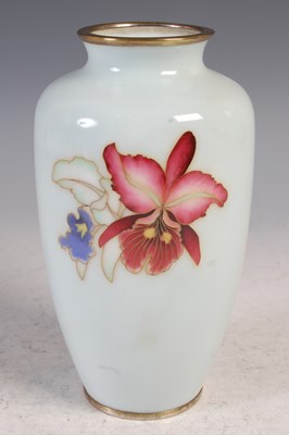 Lot 309 - A Japanese cloisonne silver wirework vase,...