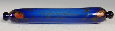 Lot 317 - An antique Bristol blue glass rolling pin,...