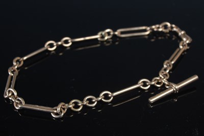 Lot 374 - A yellow metal Albert chain with T-bar...