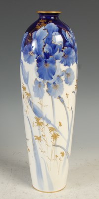 Lot 383 - A Doulton Burslem blue and white pottery vase,...
