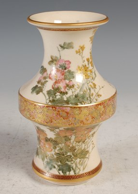Lot 387 - A Japanese Satsuma pottery vase, late 19th/...