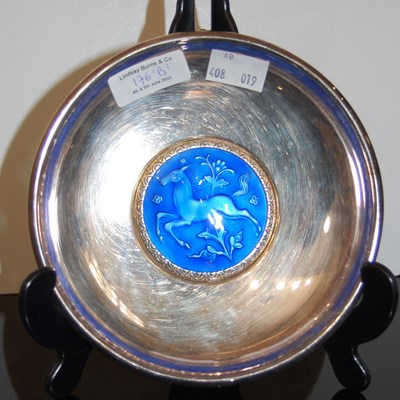Lot 176B - A Continental silver and blue enamel circular...