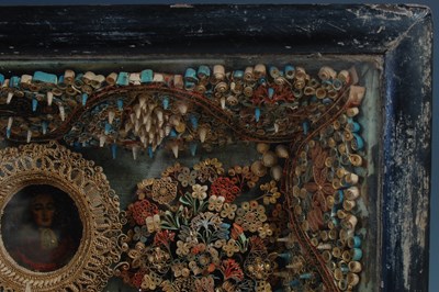 Lot 274 - An antique Quillwork diorama, bearing date...