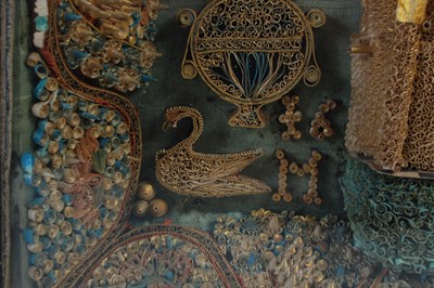 Lot 274 - An antique Quillwork diorama, bearing date...