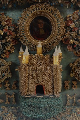 Lot 274 - An antique Quillwork diorama, bearing date...