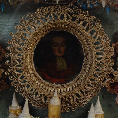 Lot 274 - An antique Quillwork diorama, bearing date...
