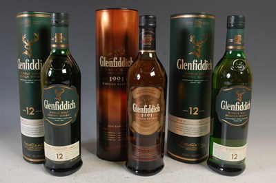 Lot 405 - Three boxed bottles of Glenfiddich to include...